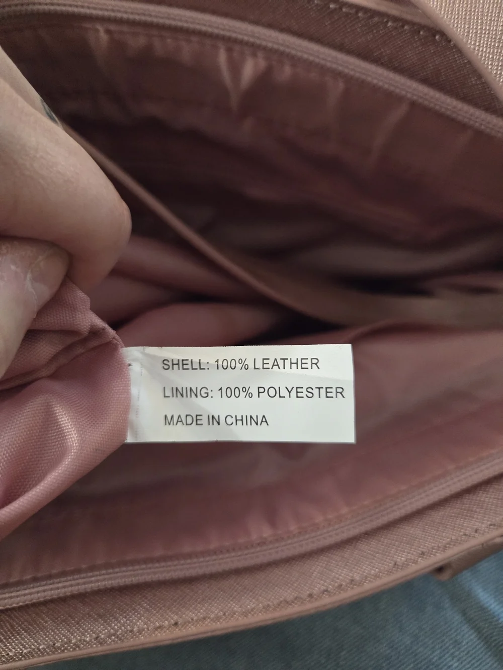 Joy Mangano Metallic Rose Pink Large Leather Travel Tote